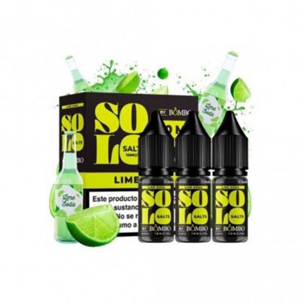 Lime Soda 3x10ml - Solo Salts by Bombo – E-líquido con sales de nicotina, sabor lima cítrica y soda efervescente, ideal para pod systems.