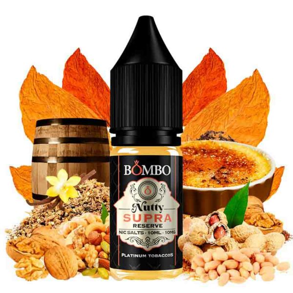Nutty Supra Reserve 10ml Salt - Platinum Tobaccos – Líquido con sales de nicotina con sabor a tabaco envejecido, avellanas tostadas y caramelo.