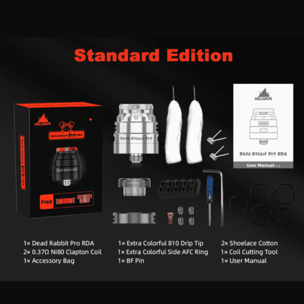 DEAD RABBIT PRO RDA - HELLVAPE 9 10572 POD KIT ORION 2 BLACK BUBINGA LVE 1