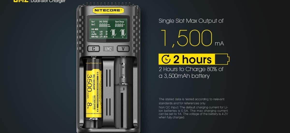 CARGADOR UM2 DOBLE RANURA 2A - NITECORE 4 CARGADOR UM2 DOBLE RANURA 2A - NITECORE