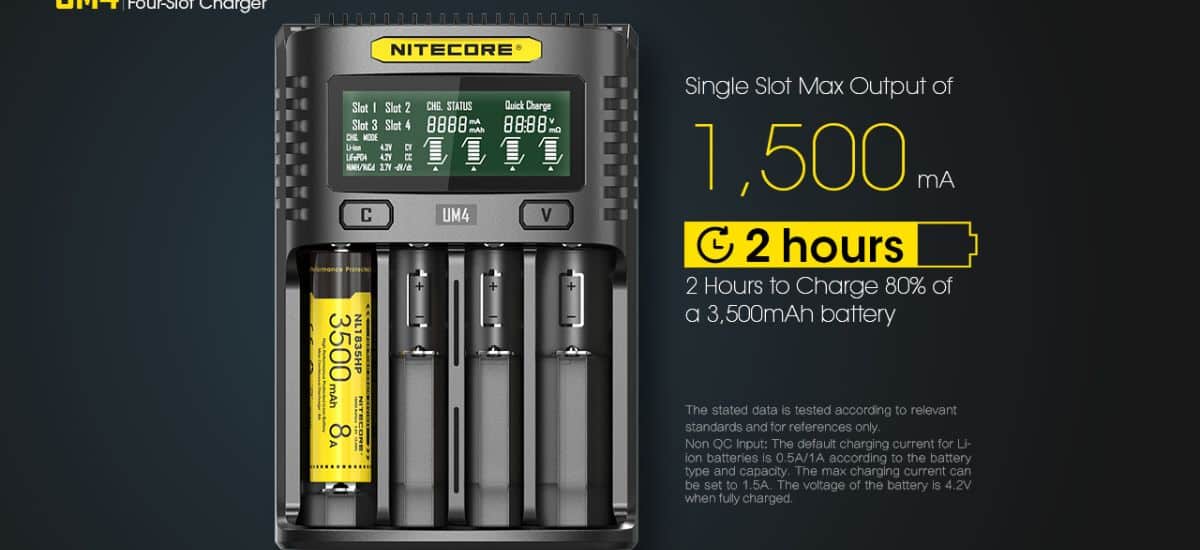 CARGADOR UM4 CUATRO RANURAS 2A - NITECORE 5 CARGADOR UM4 CUATRO RANURAS 2A - NITECORE