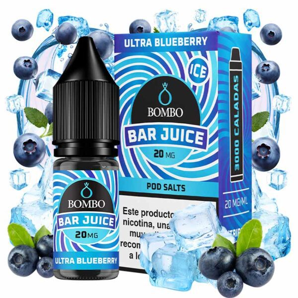 ULTRA BLUEBERRY ICE 10ml 20mg – BAR JUICE BY BOMBO