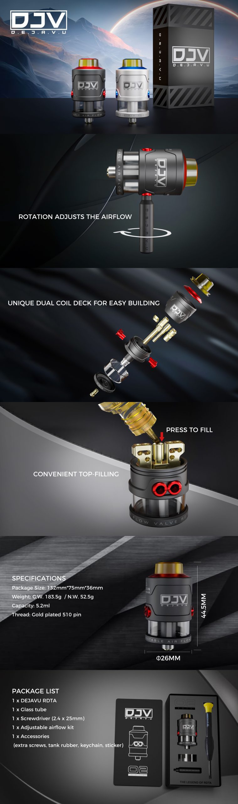 DEJAVU V2 RDTA 26mm - DJV 18 Dejavu 2 RDTA detalles