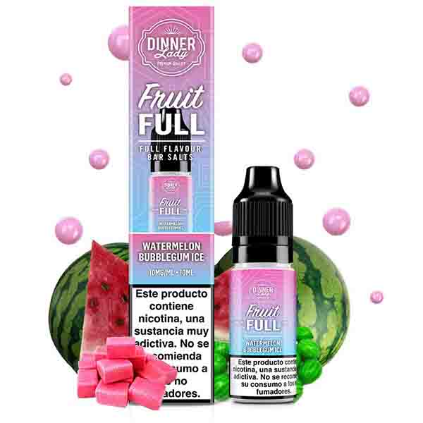 WATERMELON BUBBLEGUM ICE 10ml DINNER LADY FRUITFULL BAR 2 WATERMELON BUBBLEGUM ICE 10ml 20mg DINNER LADY FRUITFULL BAR